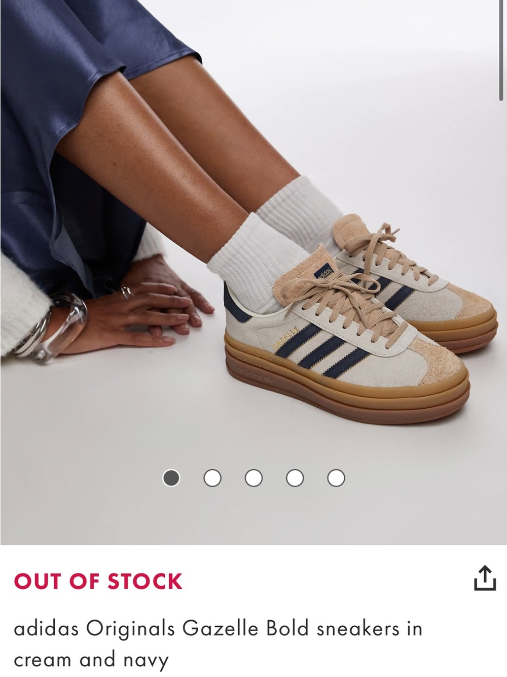 adidas Gazelle Bold Shoes Navy Cream Size 6